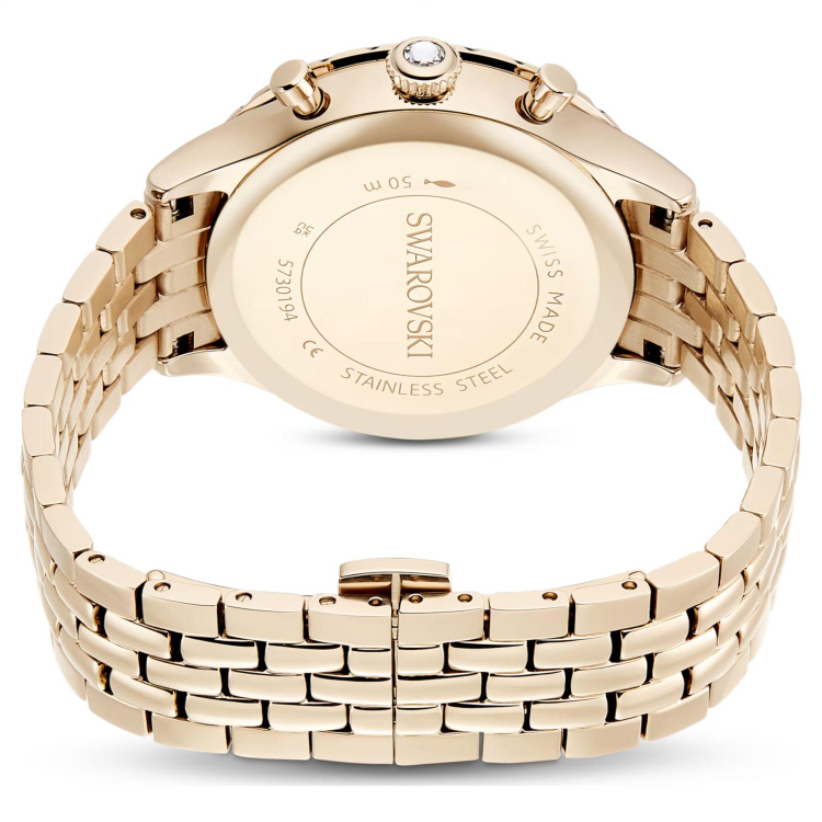Octea chrono watch Swiss Made, Metal bracelet, Gold tone, Champagne gold-tone finish